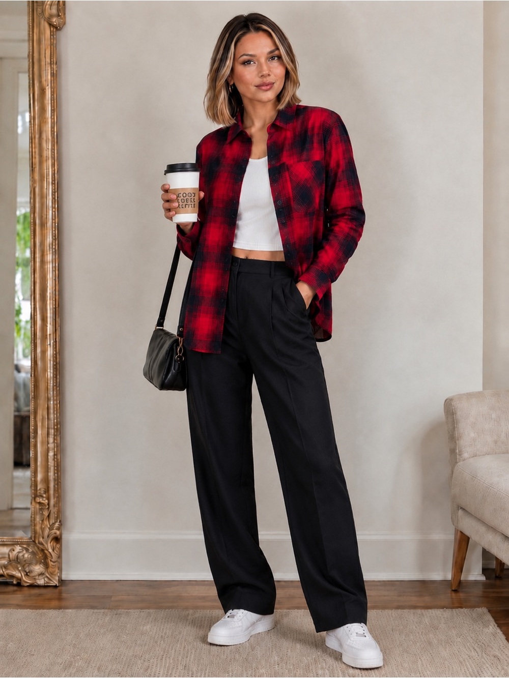 Madewell "Classic Ex-Boyfriend" Red and Black Plaid Flannel Shirt - Size M